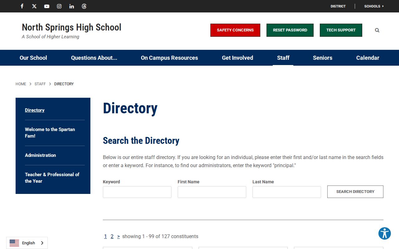 Sandy Springs people directories North Springs High staff search