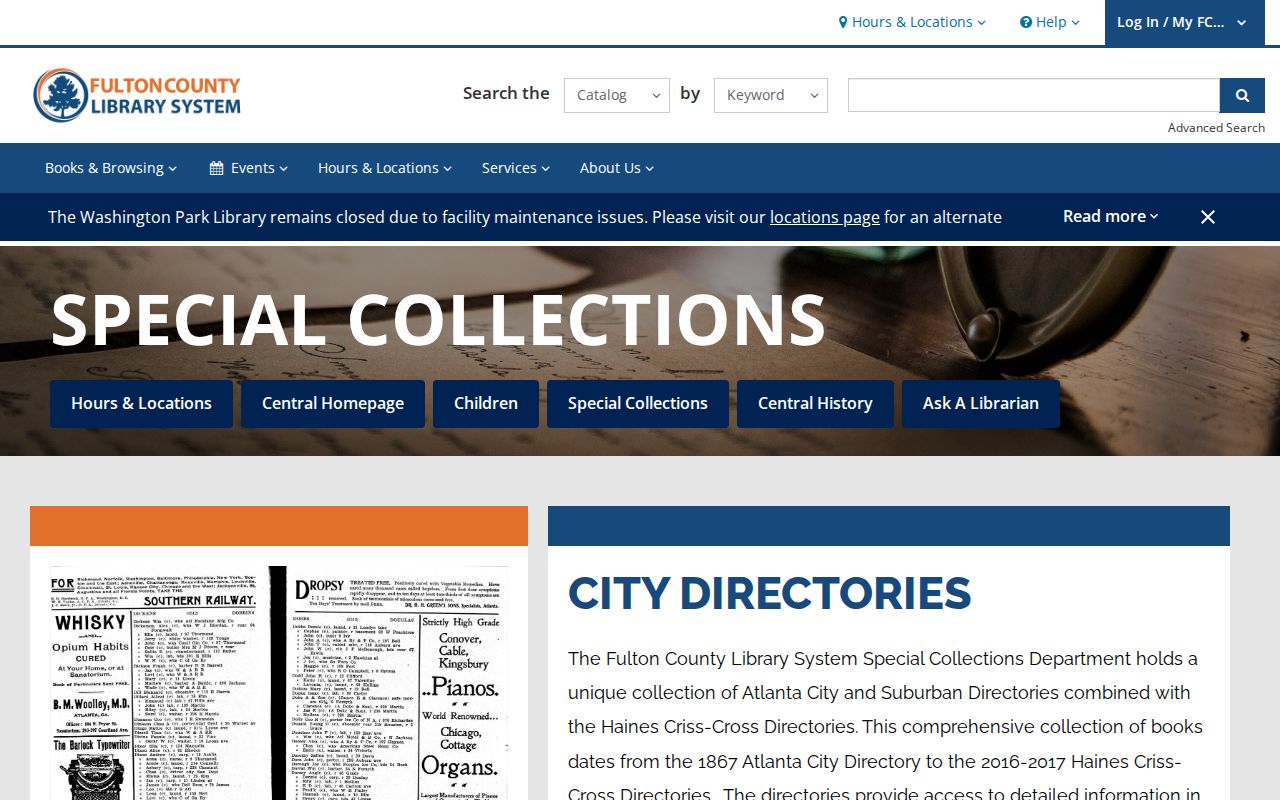 Sandy Springs people directories Fulton Library historical collection