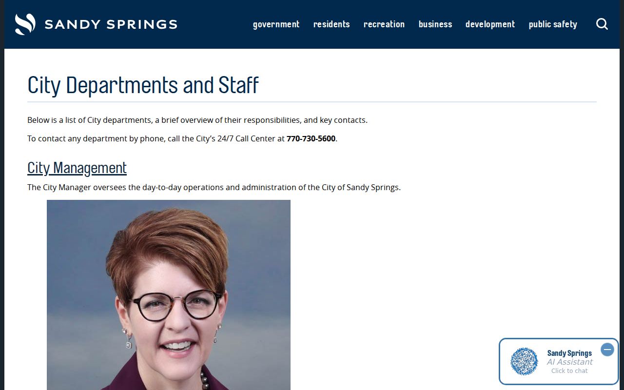 Sandy Springs people directories city staff roster