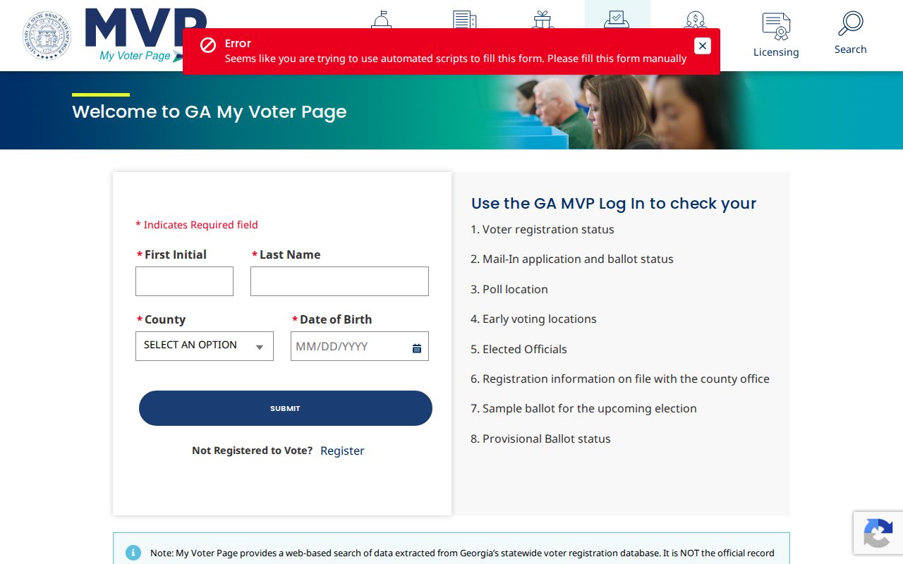 Sandy Springs people search using Georgia My Voter Page